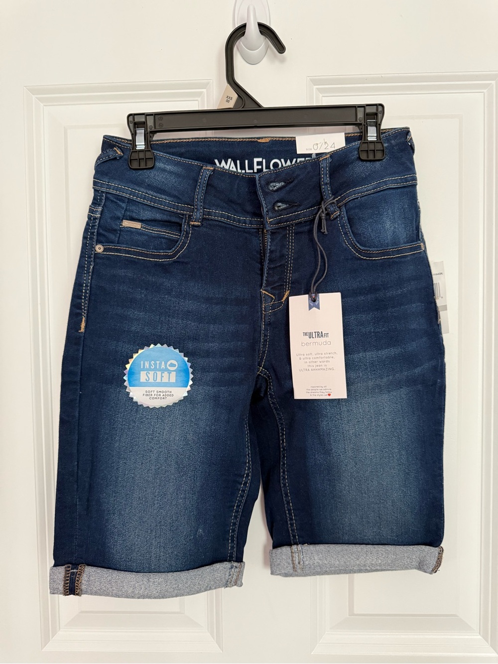 Wallflower Riverton Wash Denim Bermuda Shorts - Dark Blue